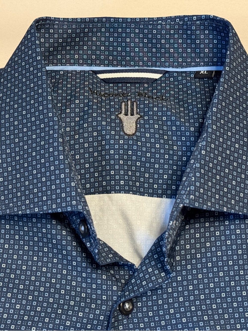 Men's Long-Sleeve Navy Microdot Dress Shirt